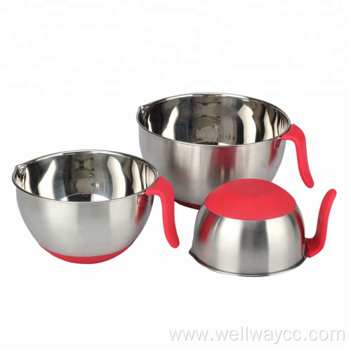 Stainless Steel Non-Slip Mixing Bowls Set with Handles